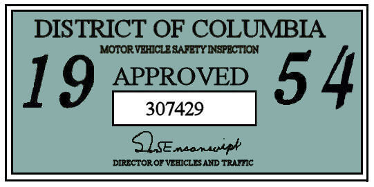 (image for) 1954 District of Columbia Inspection sticker